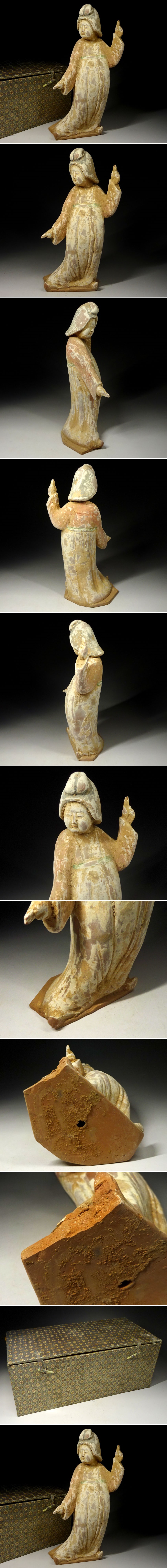 緑屋c□ 中国古玩 加彩 女俑 高約35cm 唐三彩 唐物